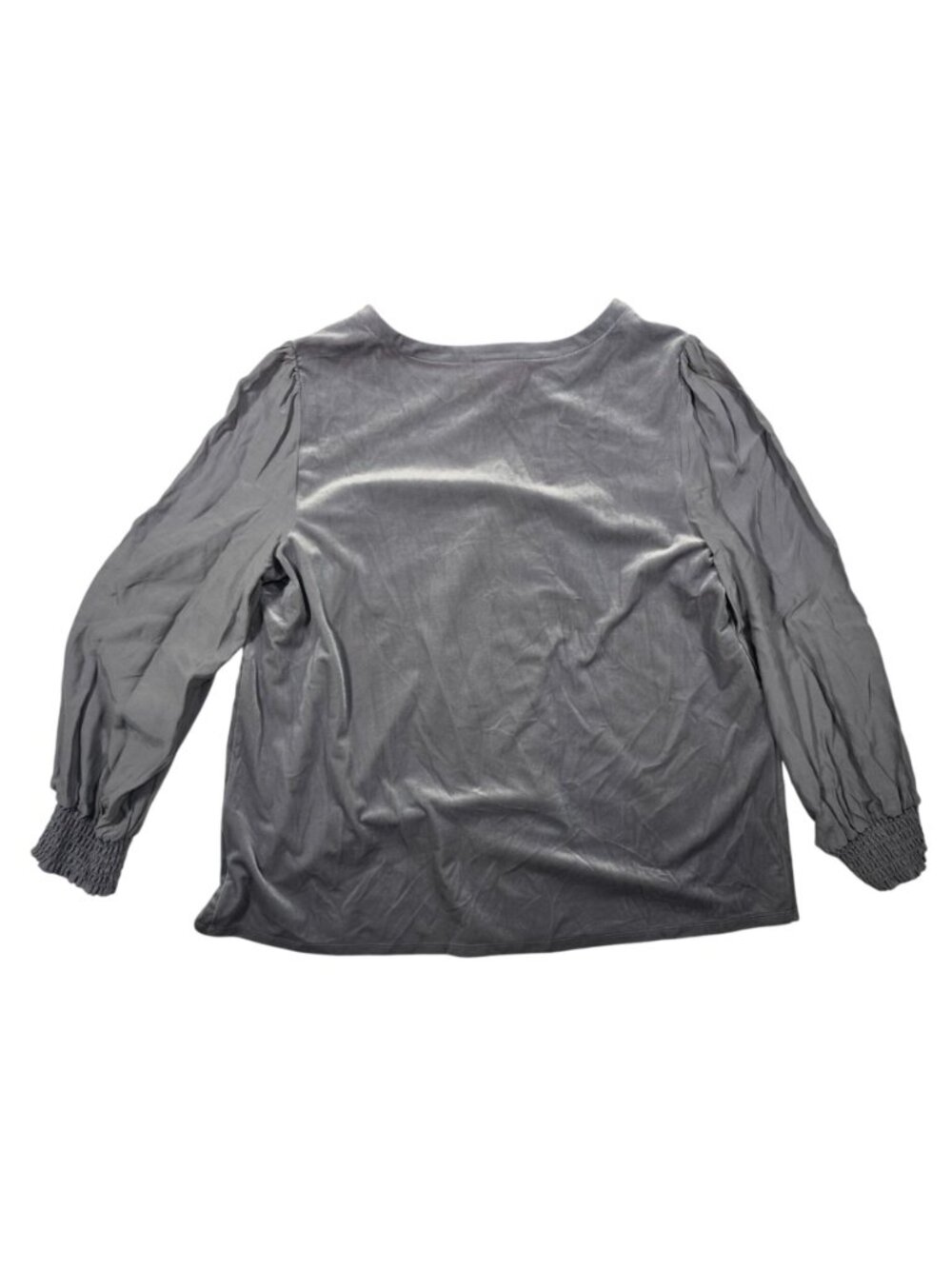 J Jill XL Gray Media Blouse Puff Sleeve Smocked - Picture 5 of 10